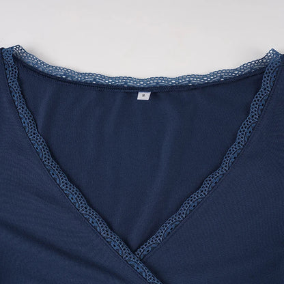 Y2K V Neck Baybydoll Blouse