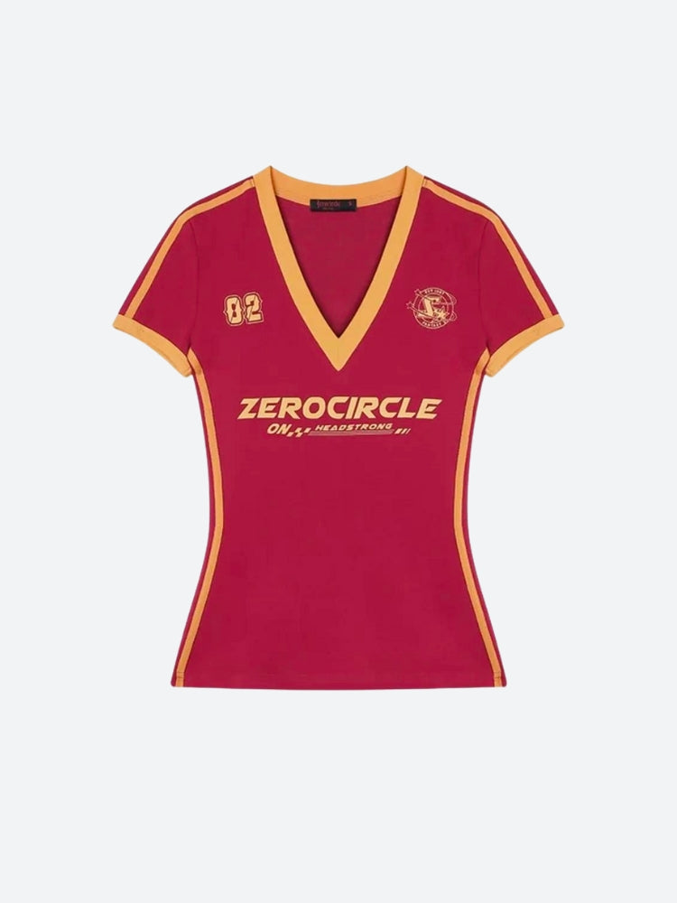 Y2K V Neck Jersey Top