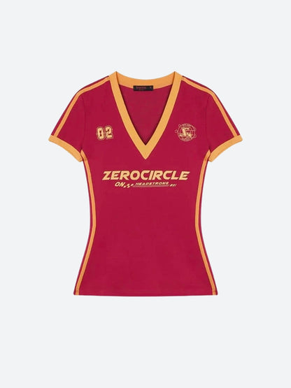 Y2K V Neck Jersey Top