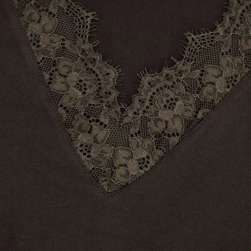 Y2K V Neck Lace Top