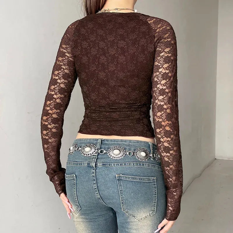 Y2K Vintage Bohemian Lace Top