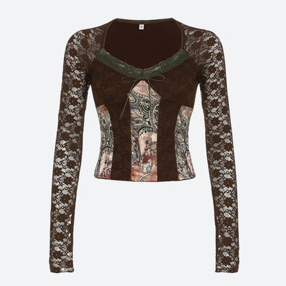 Y2K Vintage Bohemian Lace Top