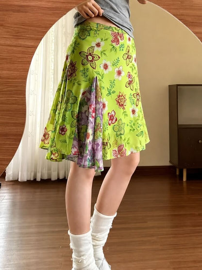 Y2K Vintage Floral Skirt
