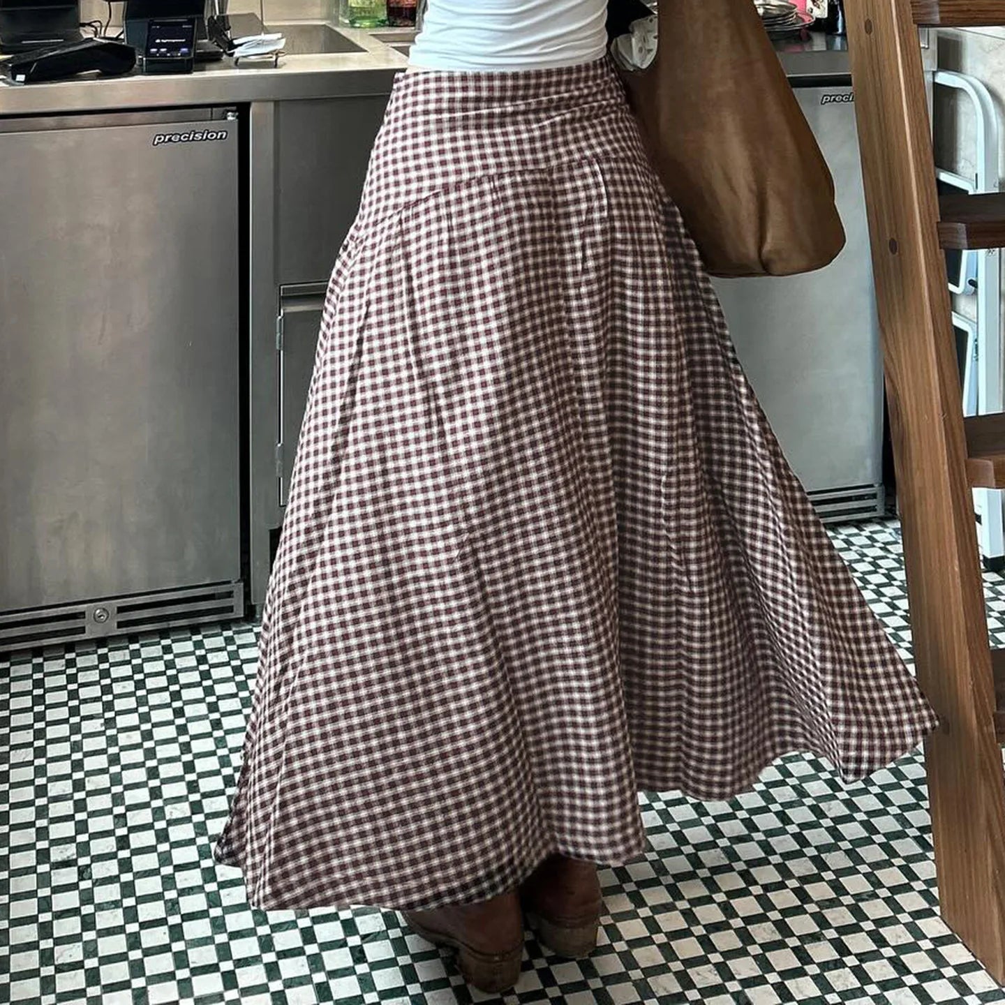 Y2K Vintage Gingham Maxi Skirt