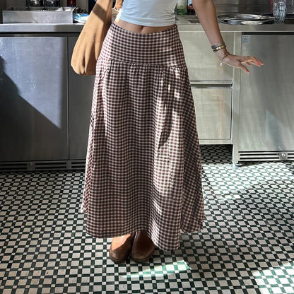 Y2K Vintage Gingham Maxi Skirt