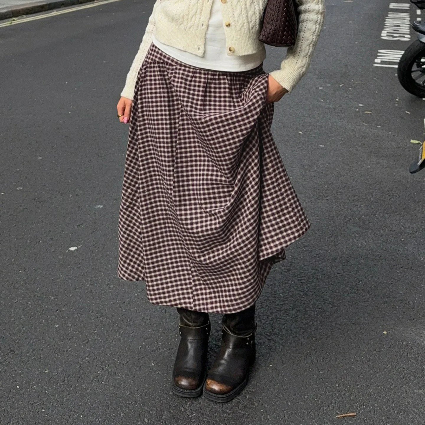 Y2K Vintage Gingham Maxi Skirt
