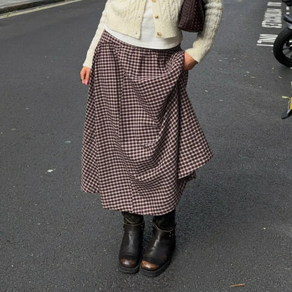 Y2K Vintage Gingham Maxi Skirt