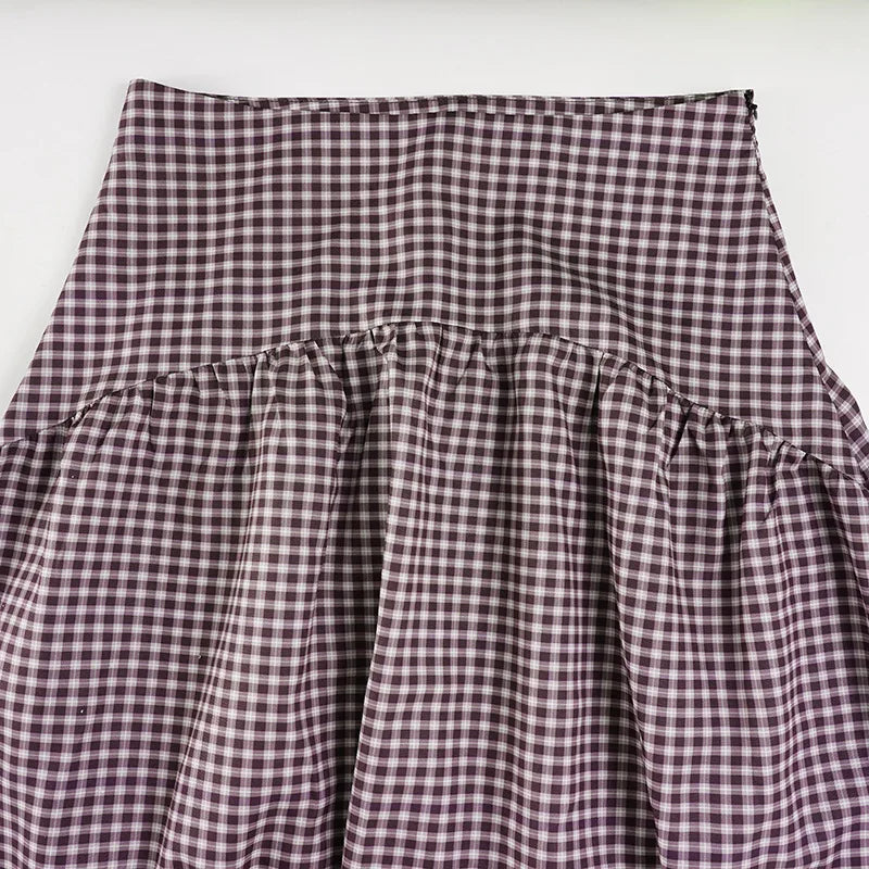 Y2K Vintage Gingham Maxi Skirt