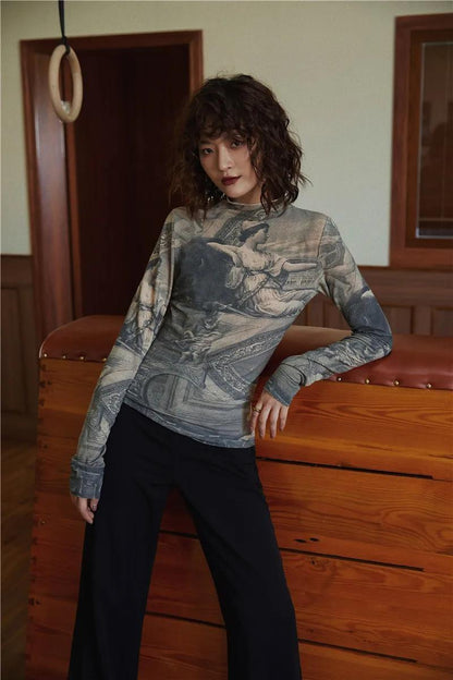 Y2K Vintage High Neck Top