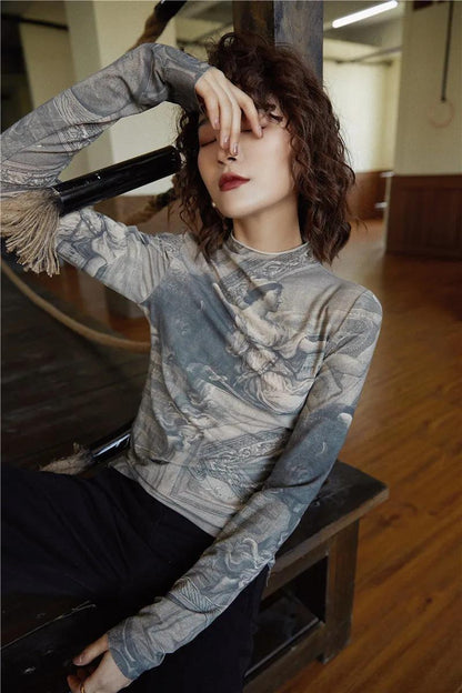 Y2K Vintage High Neck Top