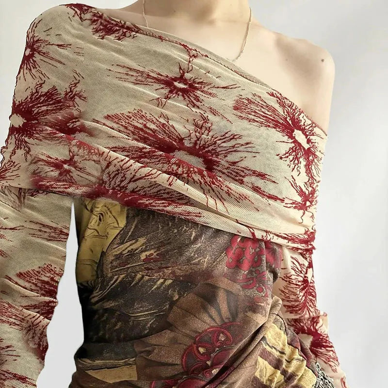 Y2K Vintage Off Shoulder Top