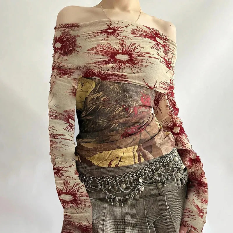 Y2K Vintage Off Shoulder Top