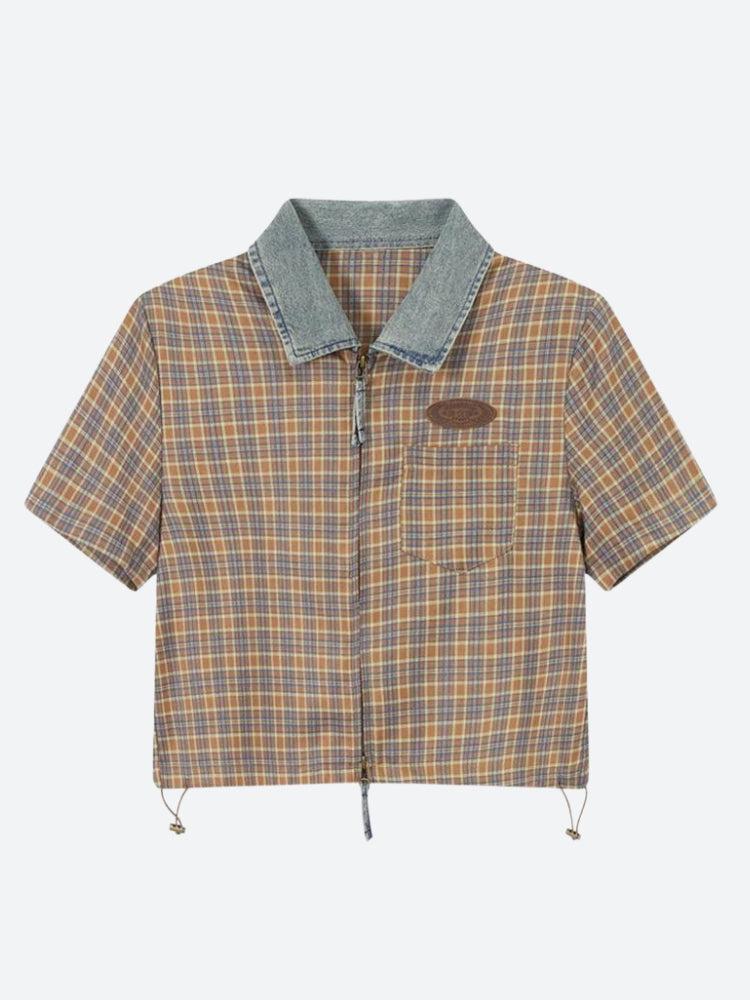 Y2K Vintage Plaid Crop Shirt