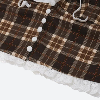 Y2K Vintage Plaid Halter Top
