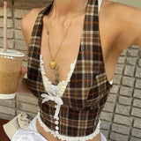 Vintage Plaid Halter Top