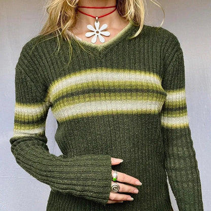 Y2K Vintage Striped Sweater