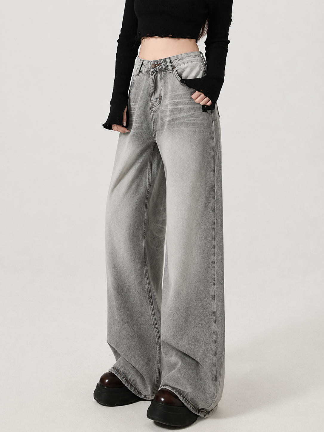 Y2K Washed Wide Leg Jeans