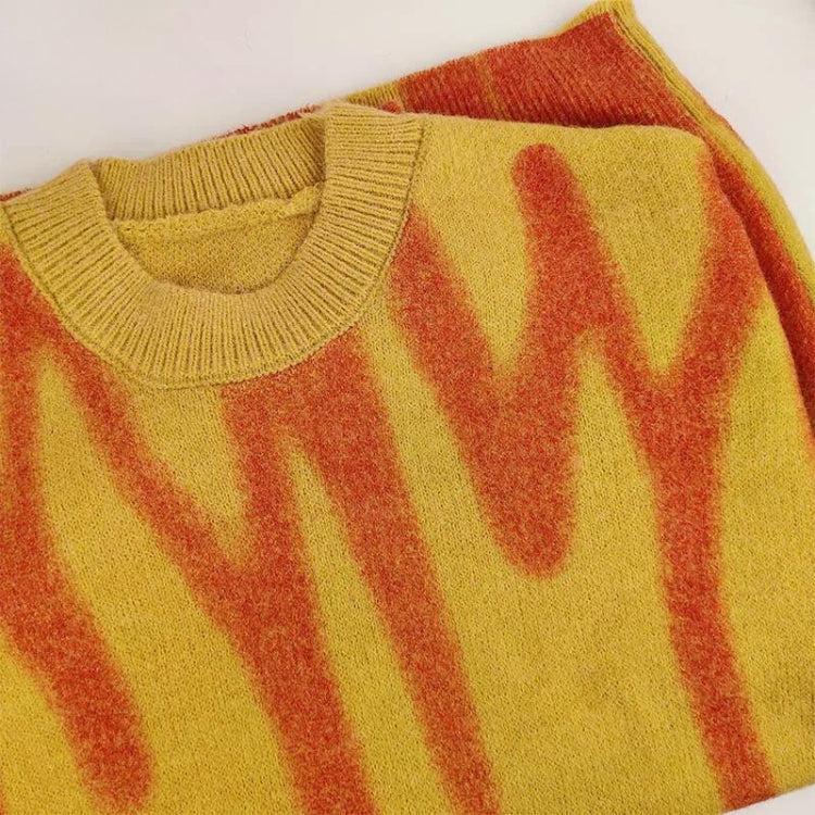 Y2K Wavy Line Knitted Sweater