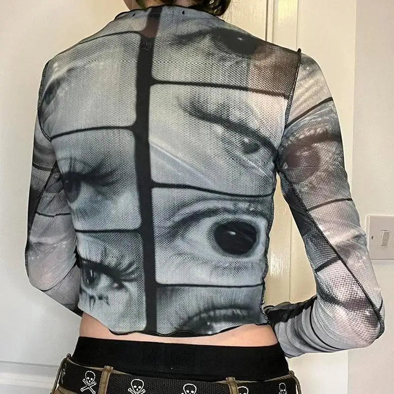 Y2K Weirdcore Eyes Top