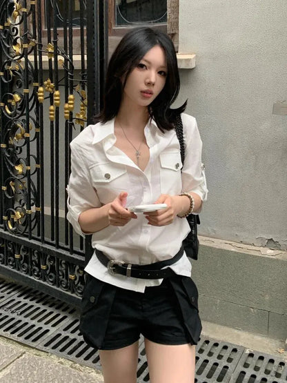 Y2K White Button Up Shirt