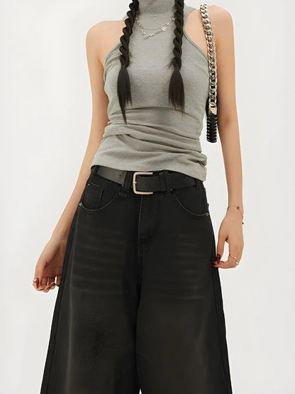 Y2K Wide Leg Denim Shorts