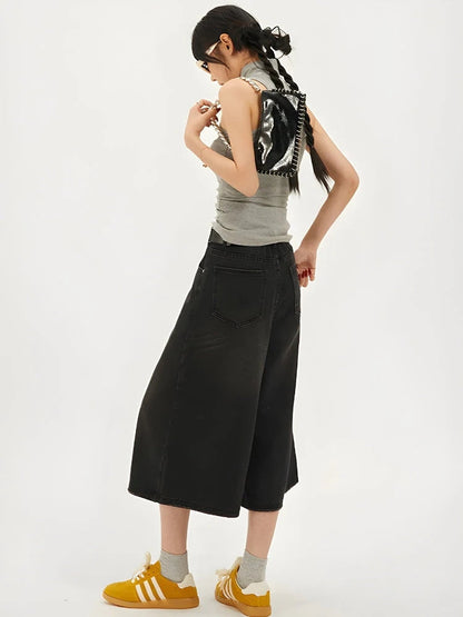 Y2K Wide Leg Denim Shorts