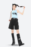 High-Waisted Wide Leg Pleated Shorts