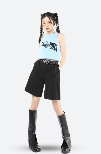 Y2K Wide Leg Pleated Shorts