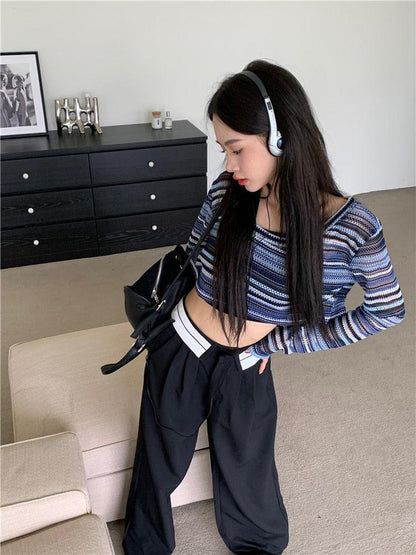 Y2K Wide Neck Crop Sweater