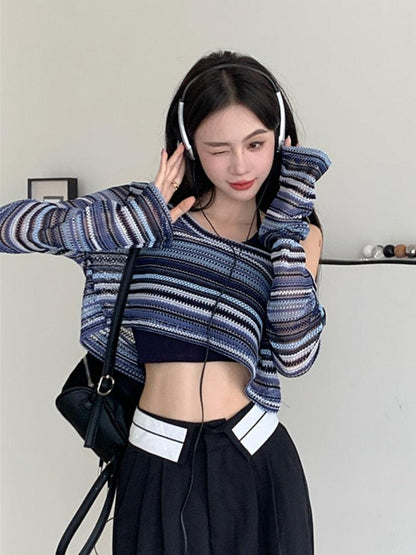 Y2K Wide Neck Crop Sweater