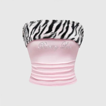 Y2K Zebra Tube Top