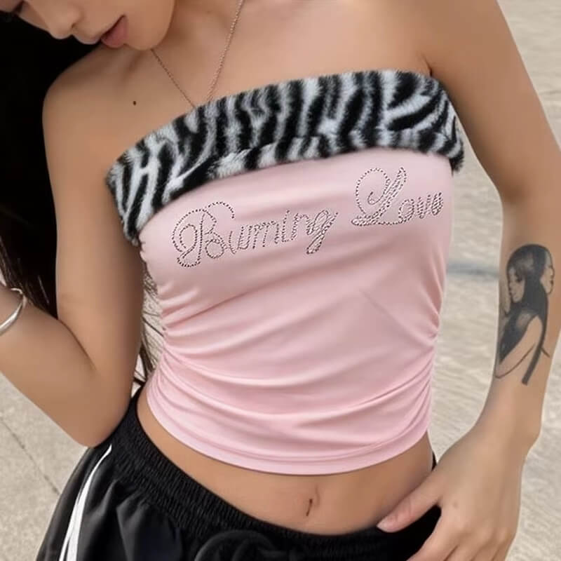 Y2K Zebra Tube Top