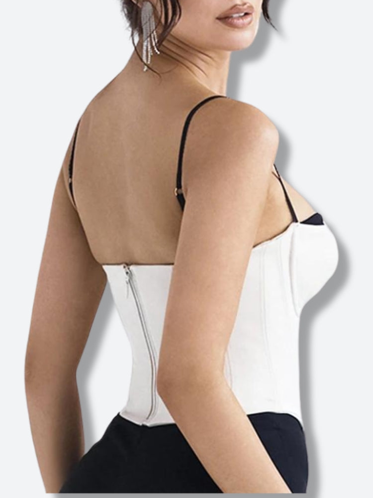 Y2K Zip-Up Layered Corset Top