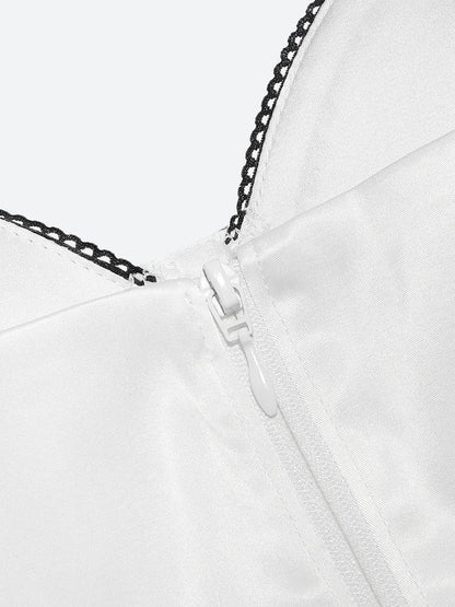 Y2K Zip-Up Layered Corset Top