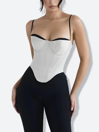 Y2K Zip-Up Layered Corset Top