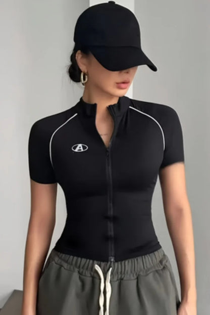 Y2K Zip Up Sporty Top