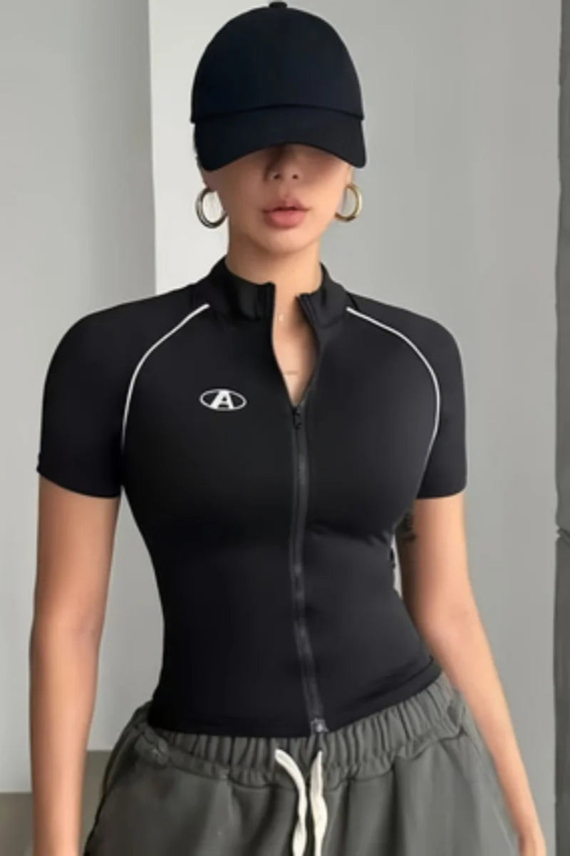 Y2K Zip Up Sporty Top