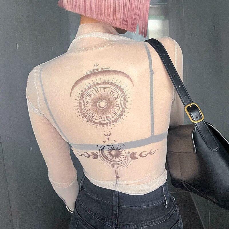 Y2K Zodiac Mesh Top