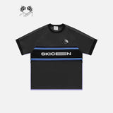 Y2K Sports Striped Patchwork T-shirt