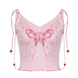 Pink Butterfly Crop Top