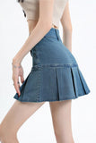 Y2K Pleated Denim Mini Skirt for Trendy Casual Style
