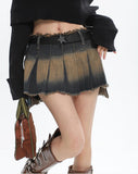 Side Tie Distressed Mini Skirt