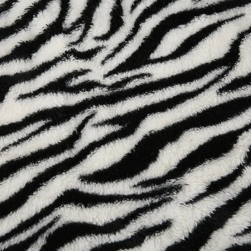 Zebra Print Fluffy Mini Skirt