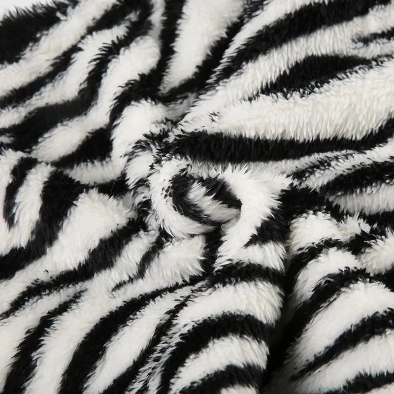 Zebra Print Fluffy Mini Skirt