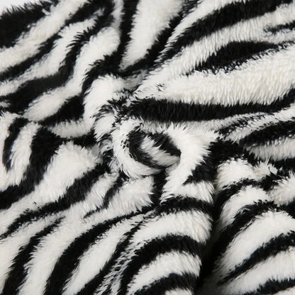 Zebra Print Fluffy Mini Skirt
