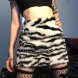 Zebra Print Fluffy Mini Skirt