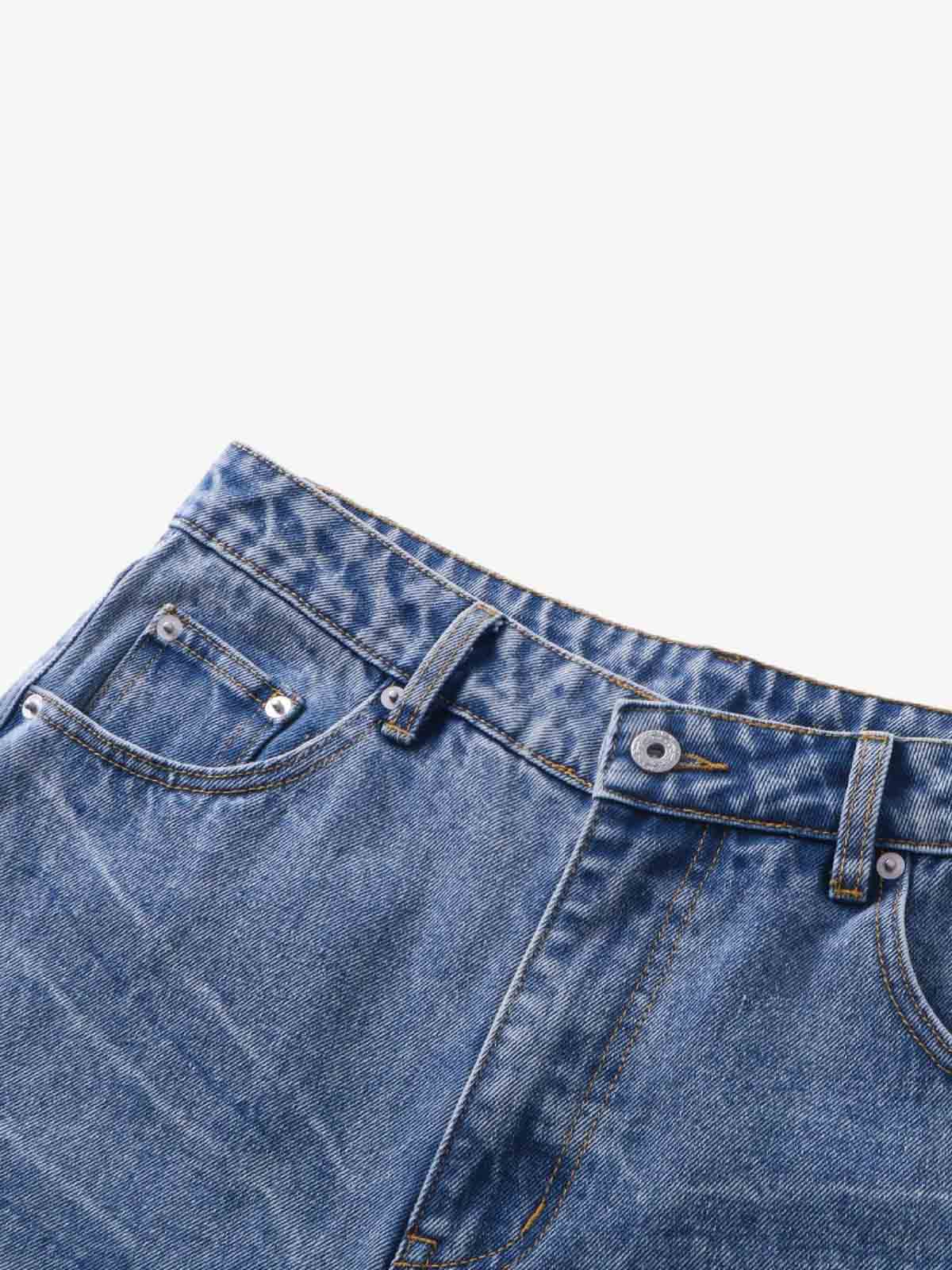 Y2K Faded Stacked Denim Jeans; Blue / S, Blue / M, Blue / L, Blue / XL