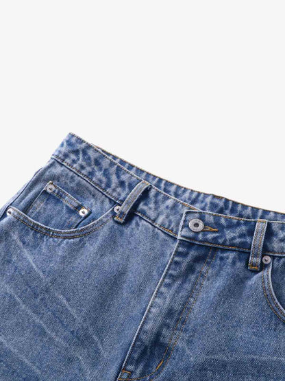 Y2K Faded Stacked Denim Jeans; Blue / S, Blue / M, Blue / L, Blue / XL