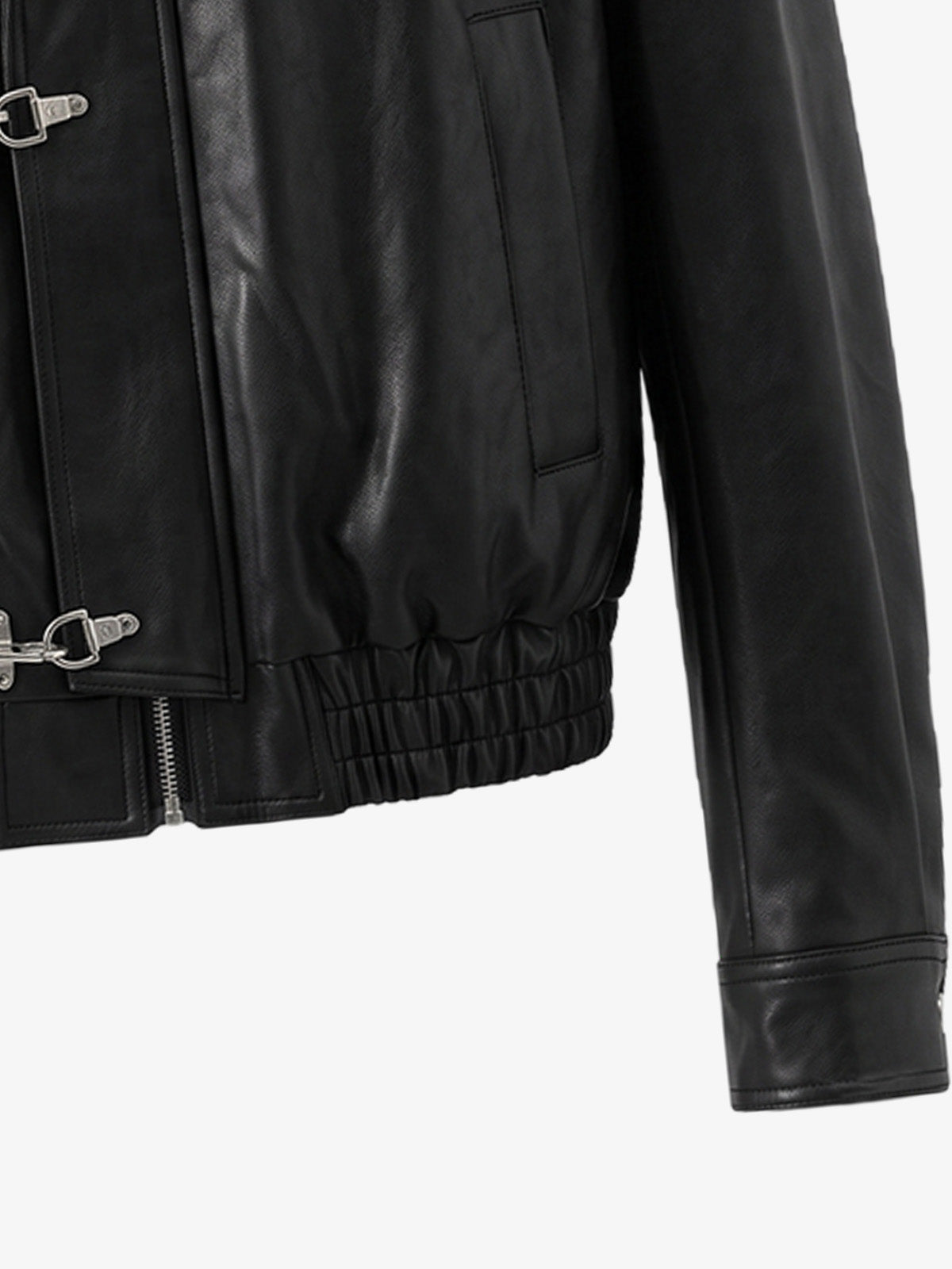 Cross Embroidered Color Block Cropped Biker Jacket; Black / S, Black / M, Black / L, Black / XL, Black / 2XL, Black / 3XL