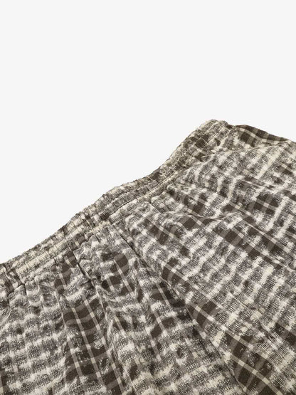 Distressed Plaid Casual Trousers; Coffee / S, Coffee / M, Coffee / L, Coffee / XL